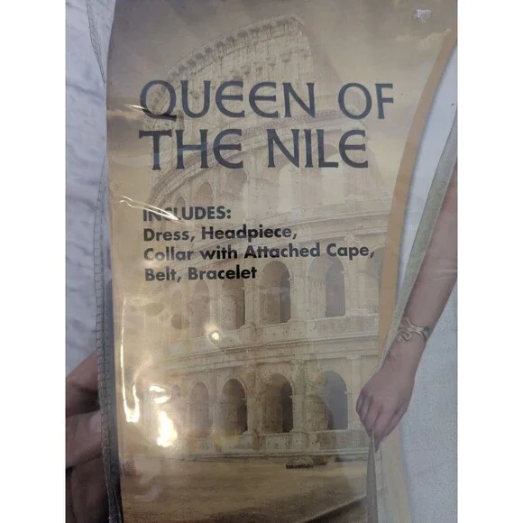 Spirit Halloween Nile Queen‎ Cleopatra Dress, Cape, Jewelry Missing Belt LARGE - Picture 4 of 5